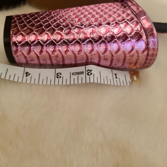 NWOT Metallic Snakeskin Barbiecore Platform Block Heel in Pink, size 7.5 - Picture 8 of 9